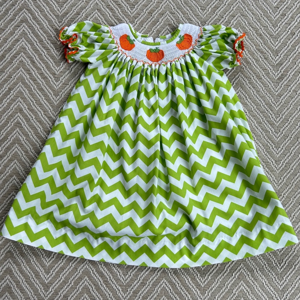 🎃 Smocked Chevron Pumpkin Dress 🎃